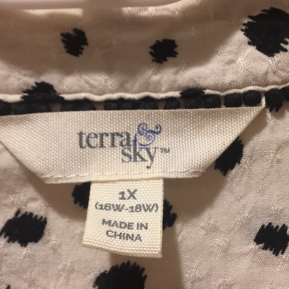 Terra & Sky womens 3/4 button down rayon top short sleeves ruffles plus size 1X - Picture 2 of 10